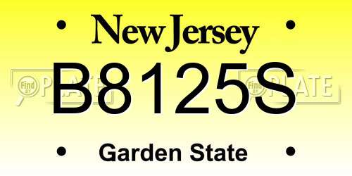 B8125S New Jersey License Plate