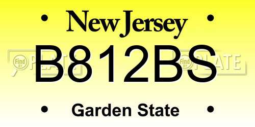 B812BS New Jersey License Plate