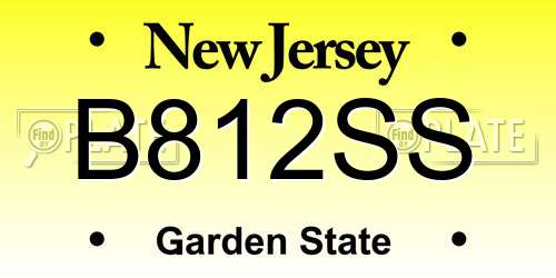 B812SS New Jersey License Plate