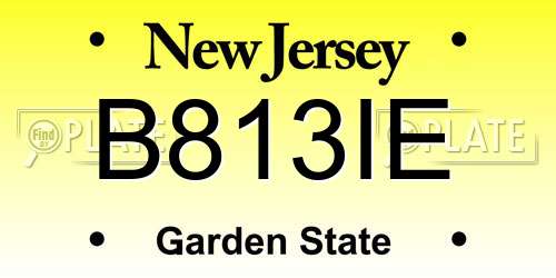 B813IE New Jersey License Plate