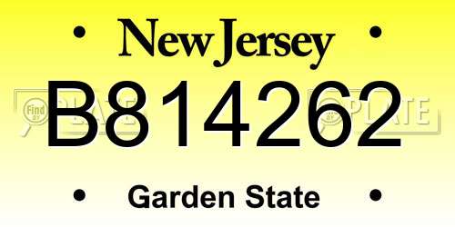 B814262 New Jersey License Plate