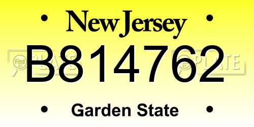 B814762 New Jersey License Plate
