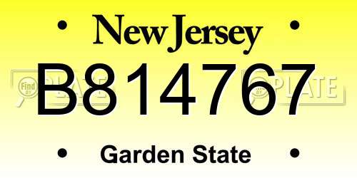 B814767 New Jersey License Plate