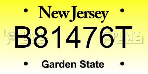 B81476T New Jersey License Plate