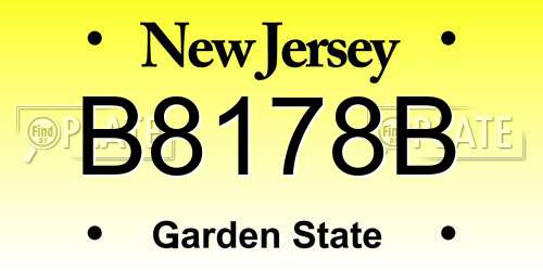 B8178B New Jersey License Plate