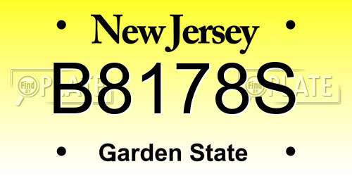 B8178S New Jersey License Plate