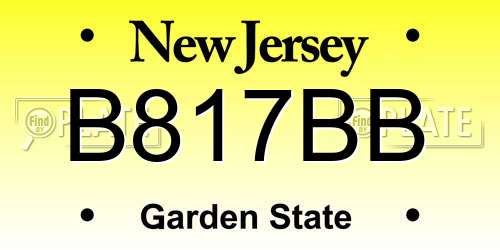 B817BB New Jersey License Plate