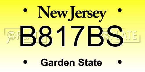 B817BS New Jersey License Plate
