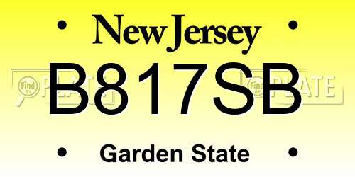 B817SB New Jersey License Plate