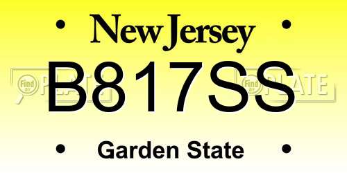 B817SS New Jersey License Plate