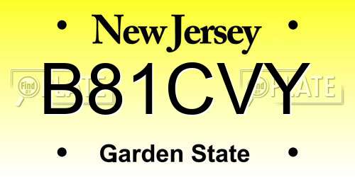 B81CVY New Jersey License Plate