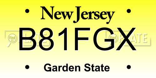 B81FGX New Jersey License Plate