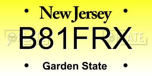 B81FRX New Jersey License Plate