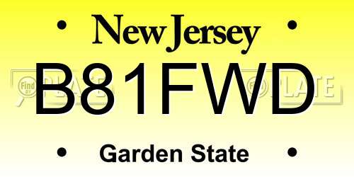 B81FWD New Jersey License Plate