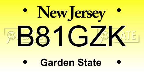 B81GZK New Jersey License Plate