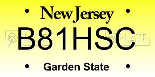 B81HSC New Jersey License Plate