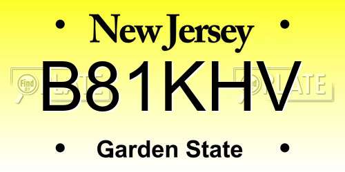 B81KHV New Jersey License Plate