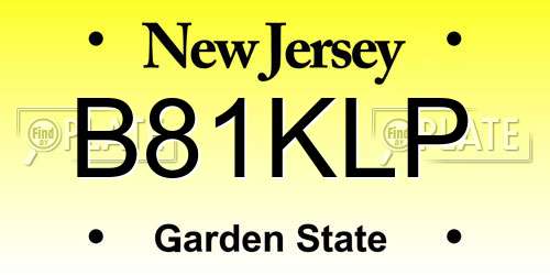 B81KLP New Jersey License Plate