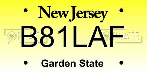 B81LAF New Jersey License Plate
