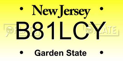 B81LCY New Jersey License Plate