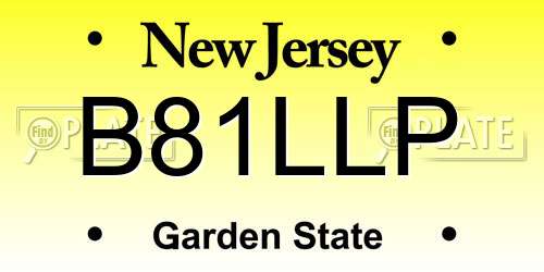 B81LLP New Jersey License Plate