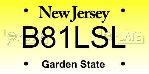 B81LSL New Jersey License Plate