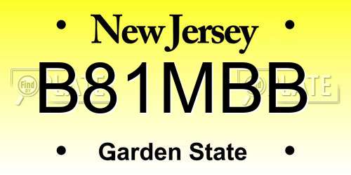 B81MBB New Jersey License Plate