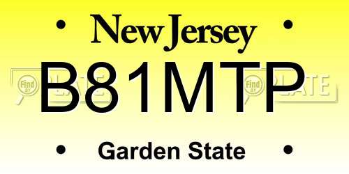 B81MTP New Jersey License Plate