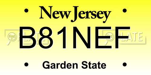 B81NEF New Jersey License Plate
