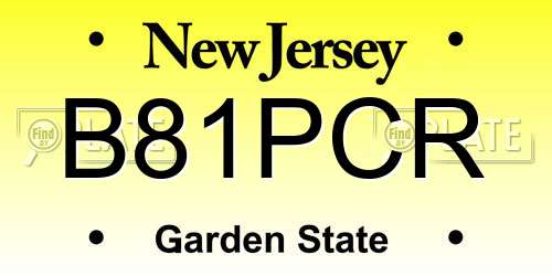 B81PCR New Jersey License Plate