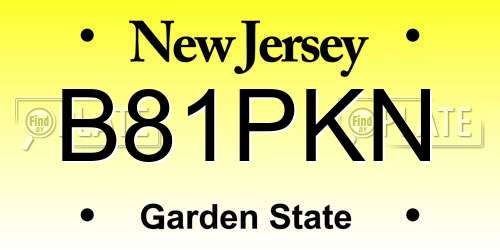 B81PKN New Jersey License Plate