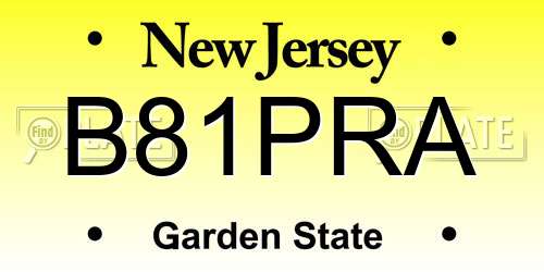 B81PRA New Jersey License Plate
