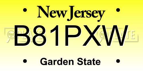 B81PXW New Jersey License Plate