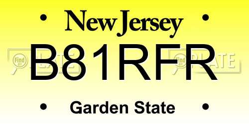 B81RFR New Jersey License Plate
