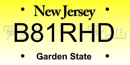 B81RHD New Jersey License Plate