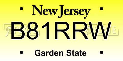 B81RRW New Jersey License Plate