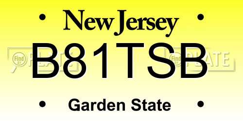 B81TSB New Jersey License Plate