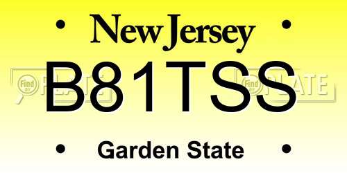 B81TSS New Jersey License Plate