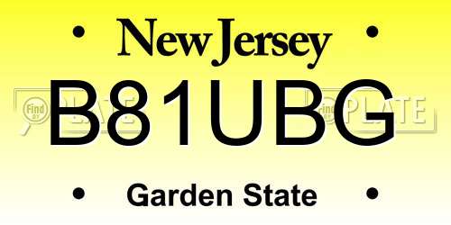 B81UBG New Jersey License Plate