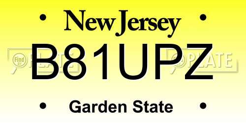 B81UPZ New Jersey License Plate