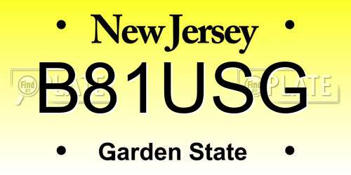 B81USG New Jersey License Plate