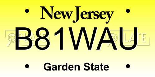 B81WAU New Jersey License Plate