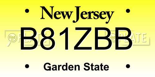 B81ZBB New Jersey License Plate