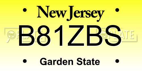 B81ZBS New Jersey License Plate