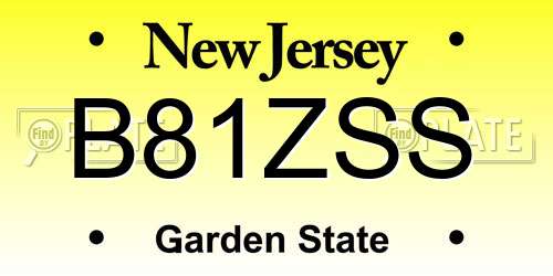 B81ZSS New Jersey License Plate