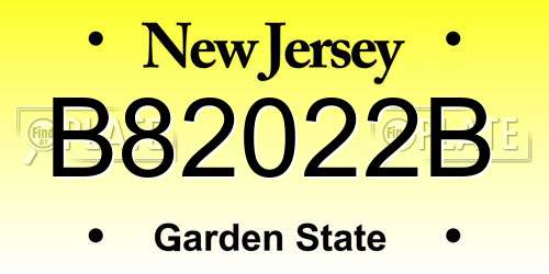 B82022B New Jersey License Plate