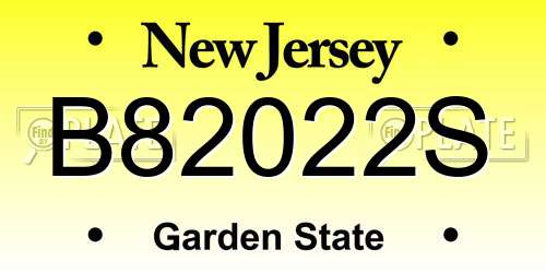 B82022S New Jersey License Plate