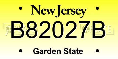 B82027B New Jersey License Plate