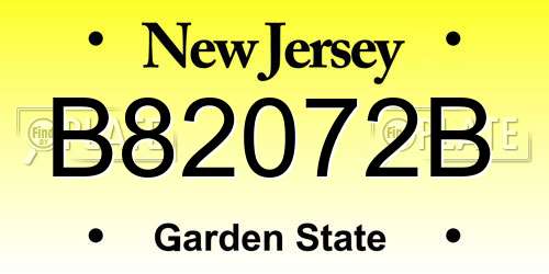 B82072B New Jersey License Plate