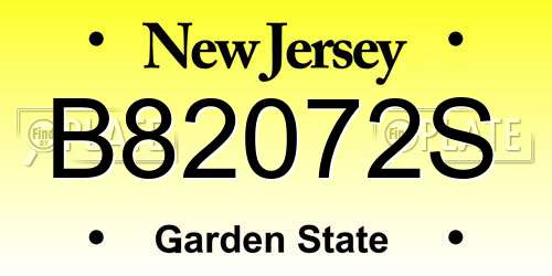 B82072S New Jersey License Plate